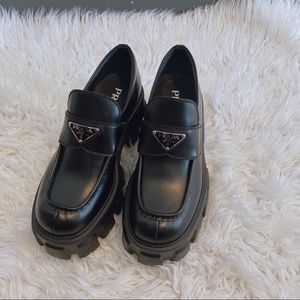 Prada Monolith brushed leather loafers